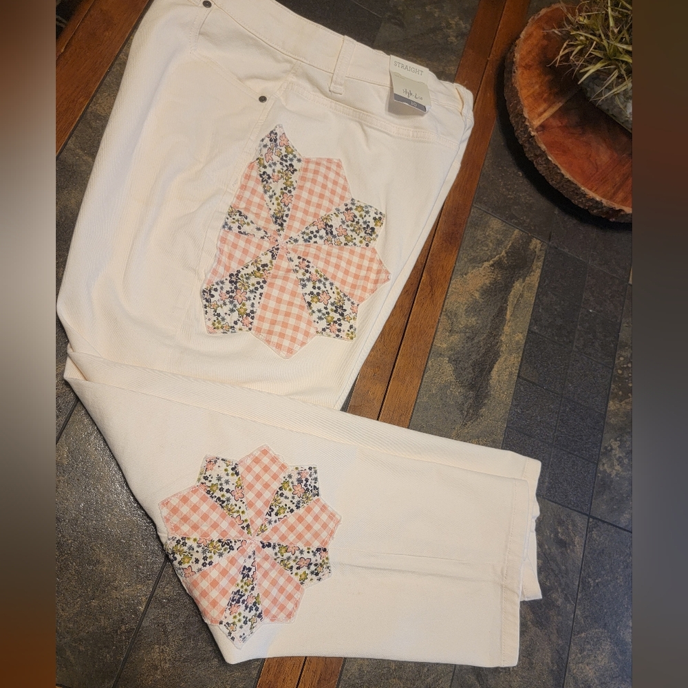 Style & Co Quilted Patchwork Boho Straight Mom Pa… - image 1